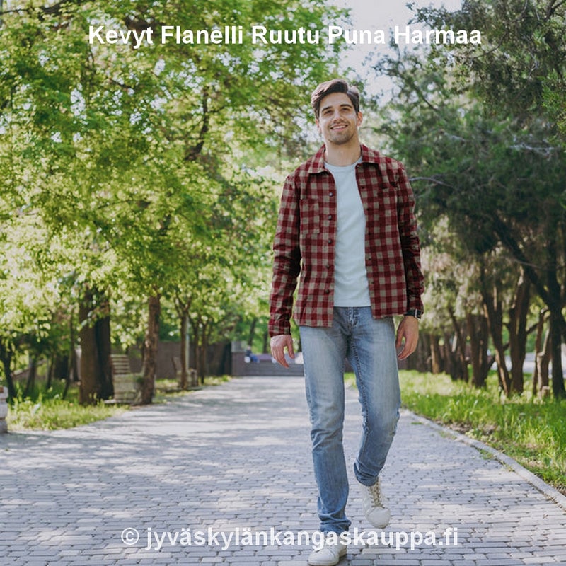 Kevyt Flanelli Ruutu Puna Harmaa