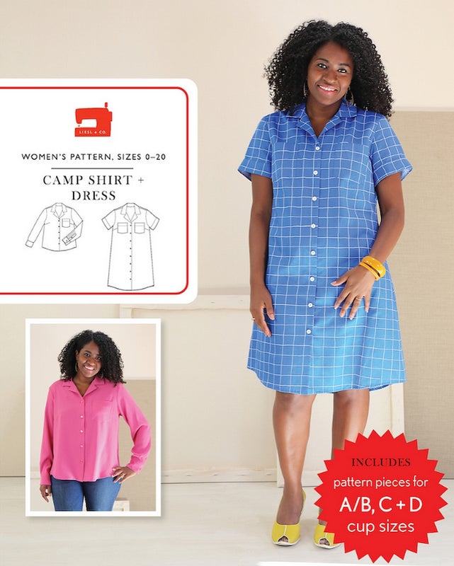 LIESL + CO kaava CAMP SHIRT AND DRESS sizes 0-20 (EU 30-44/48)