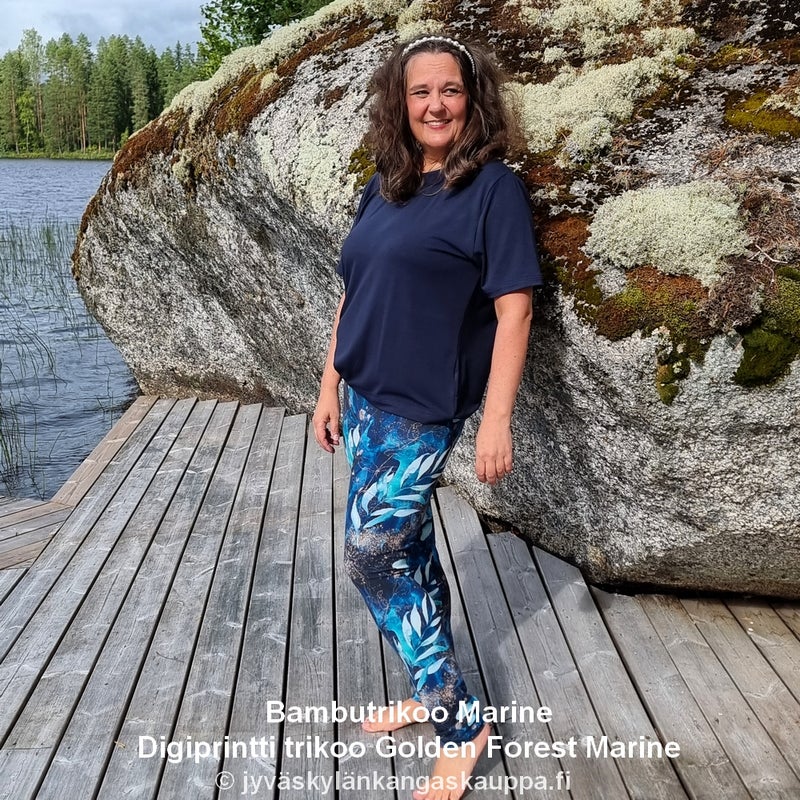 Bambutrikoo Marine sek&auml; Digiprintti trikoo Golden Forest Marine