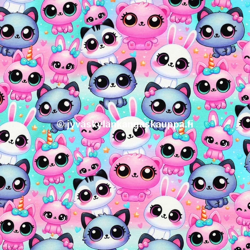 Digiprintti trikoo Happy Animals