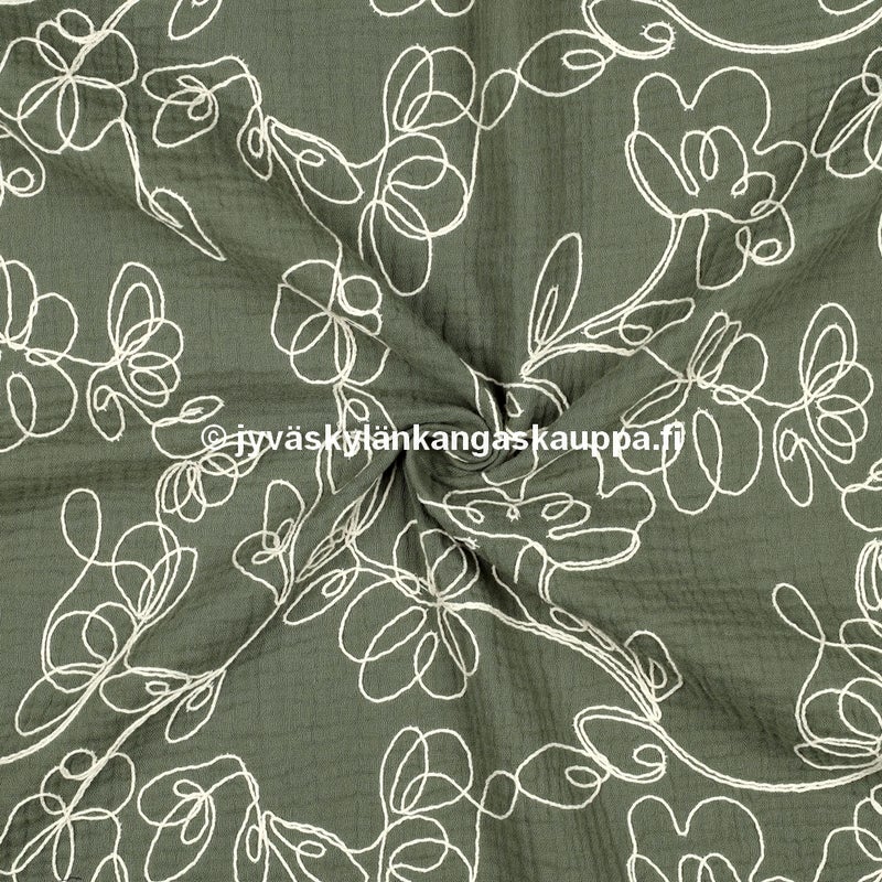 Double Gauze tuplaharsokangas Brodeerattu Maasto