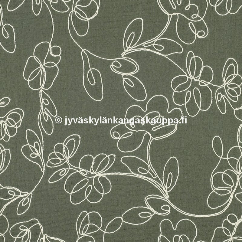 Double Gauze tuplaharsokangas Brodeerattu Maasto