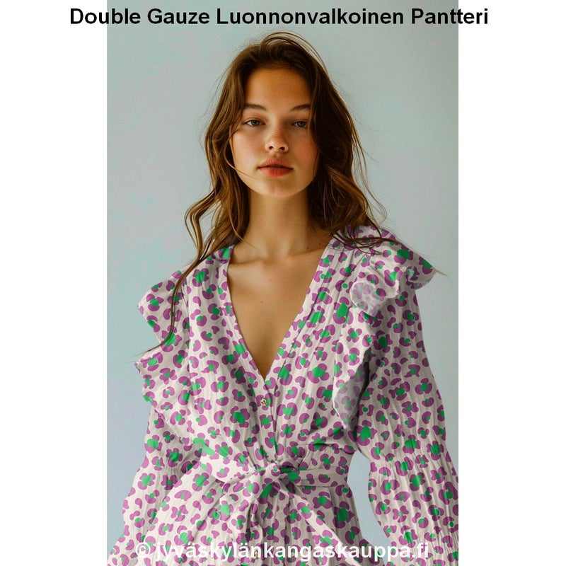 Double Gauze tuplaharsokangas Luonnonvalkoinen Pantteri