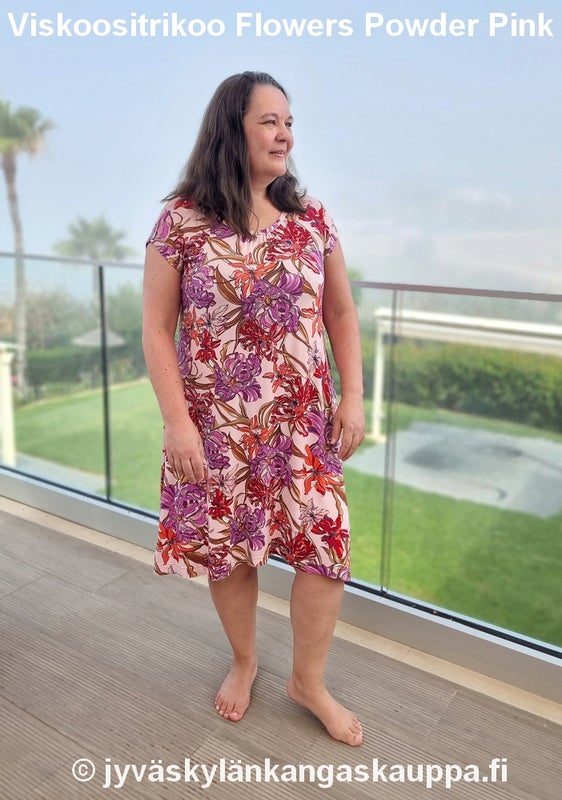 Viskoositrikoo Flowers Powder Pink