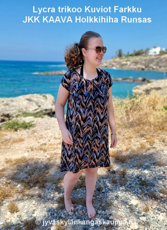 Lycra trikoo Kuviot Farkku sek&auml; JKK KAAVA Holkkihiha Runsas