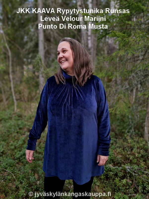 JKK KAAVA Rypytystunika Runsas ja Leve&auml; Velour Mariini sek&auml; Punto Di Roma Musta
