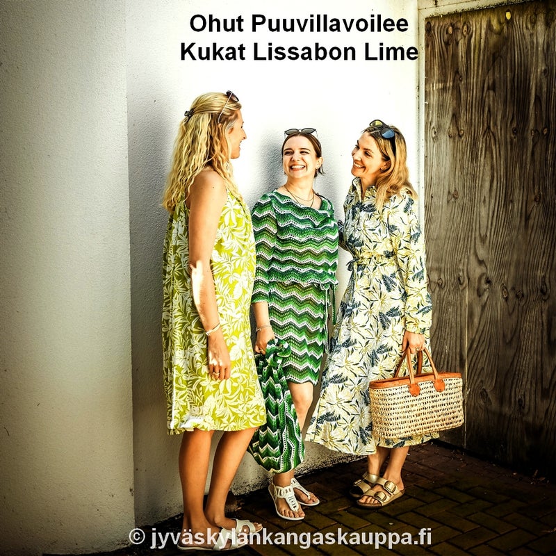 Ohut Puuvillavoilee Kukat Lissabon Lime