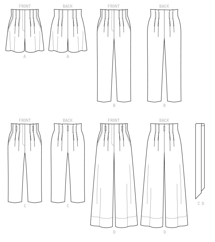 McCALL&acute;s kaava M8168 Misses Shorts, Pants & Sash