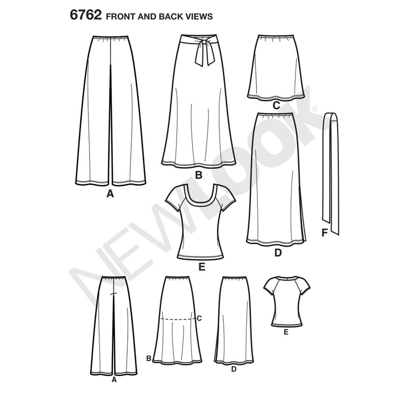 New Look kaava 6762 Misses Knit Trousers, Skirt and Top