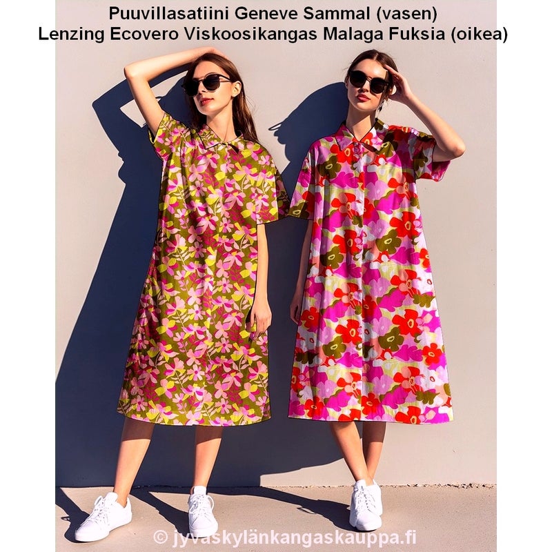 Puuvillasatiini Geneve Sammal Lenzing Ecovero Viskoosikangas Malaga Fuksia