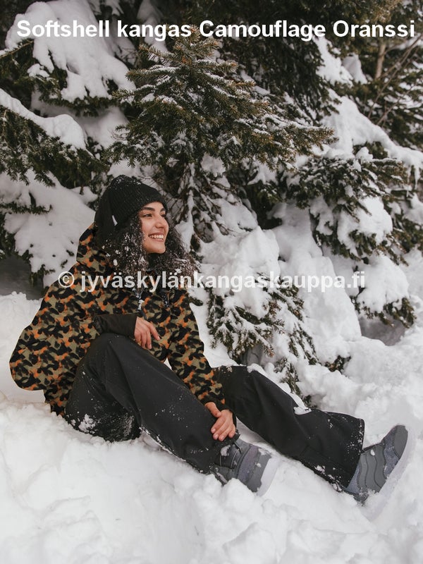 Softshell kangas Camouflage Oranssi