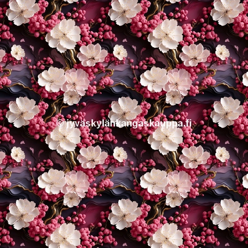 Softshell kangas Japanese flowers