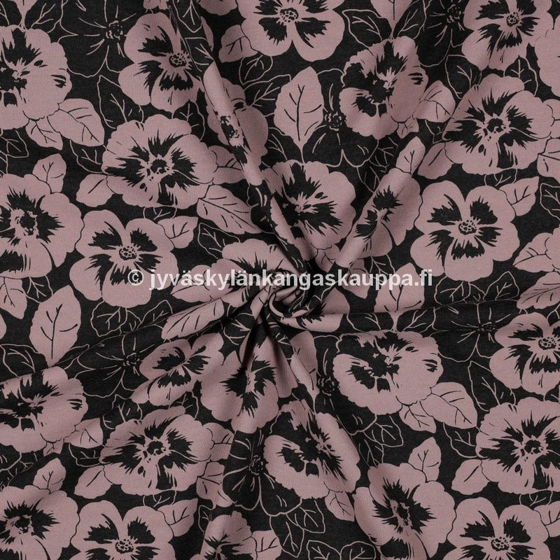 Trikoo kangas Melange Flowers Old Rose