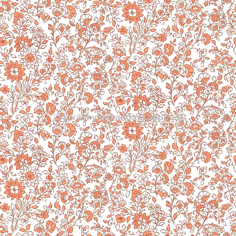 Trikoo kangas Small Flowers Orange