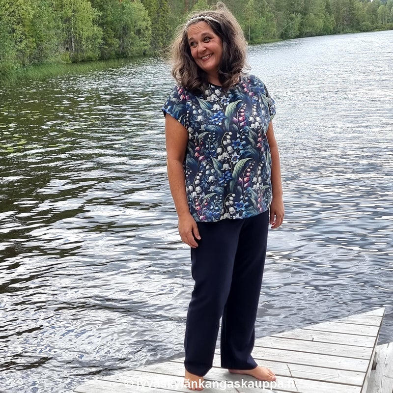 Viskoosi-pellava Kielot Mariini sek&auml; JOUSTAVA viskoosi-pellava 212g mariini