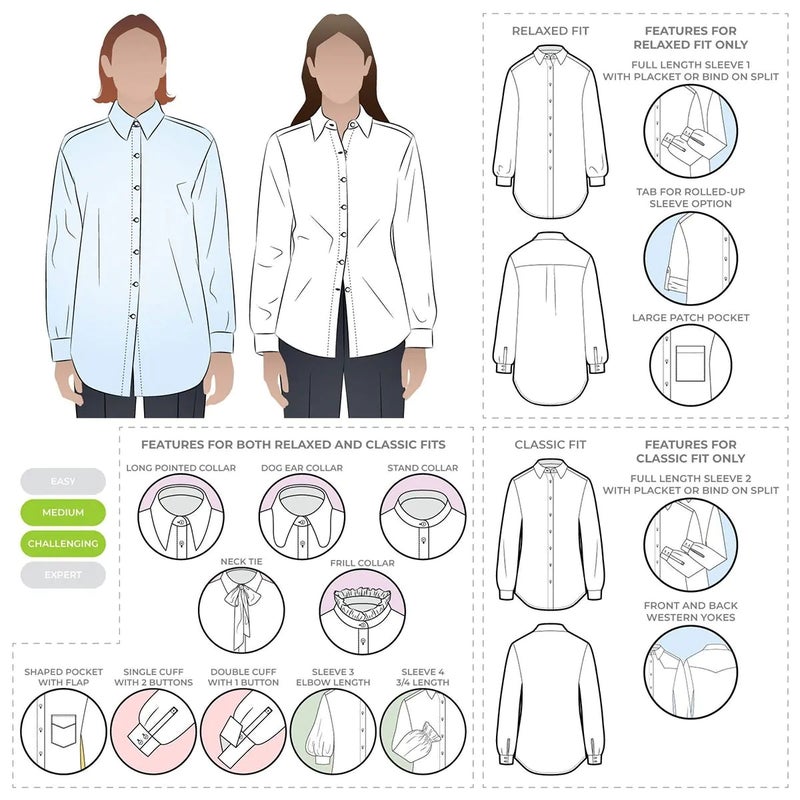 STYLE ARC kaava CLAYTON WOVEN SHIRT PACK koot 04 - 16 (MLBW063S)
