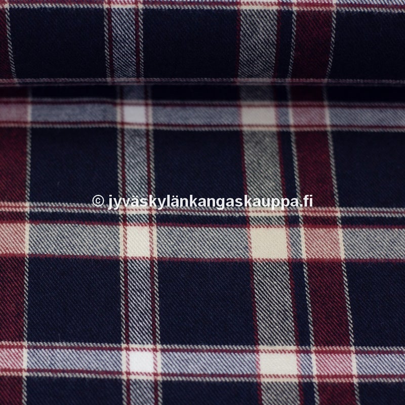 Flanelli Skottiruutu Tumma Mariini - Burgundy