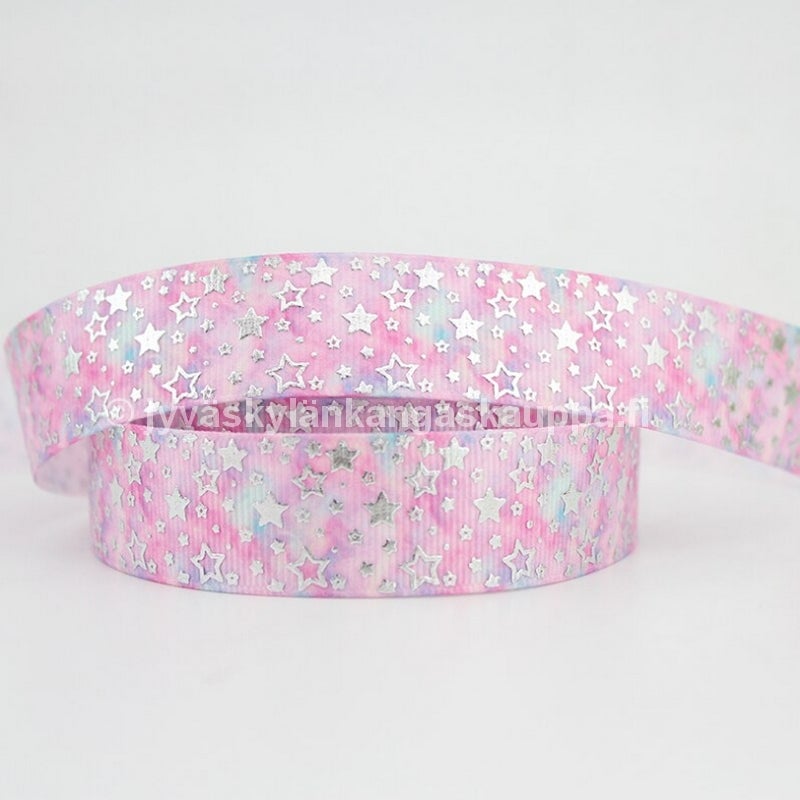 Koristenauha Glitter T&auml;hdet pinkki