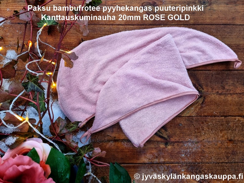 Paksu bambufrotee pyyhekangas puuteripinkki Kanttauskuminauha 20mm ROSE GOLD