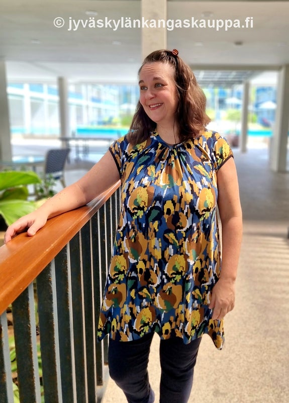 Viskoositrikoo Murretut S&auml;vyt Okra ja Kanttauskuminauha 15mm BLACK matta sek&auml; JKK KAAVA Holkkihiha Runsas