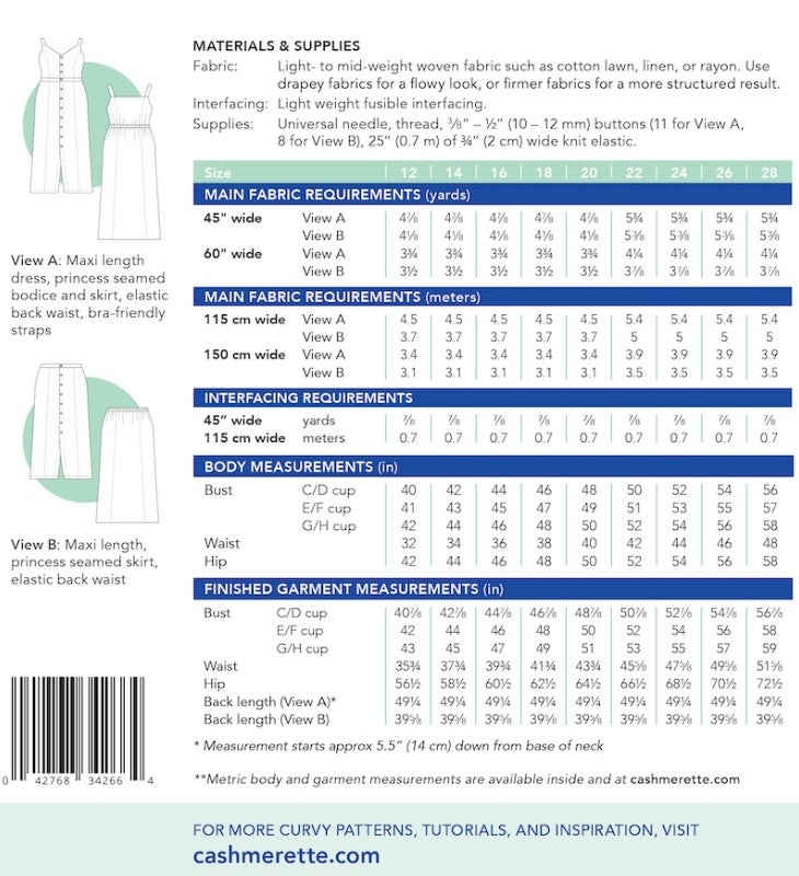 Cashmerette kaava 1104 Holyoke maxi dress and skirt