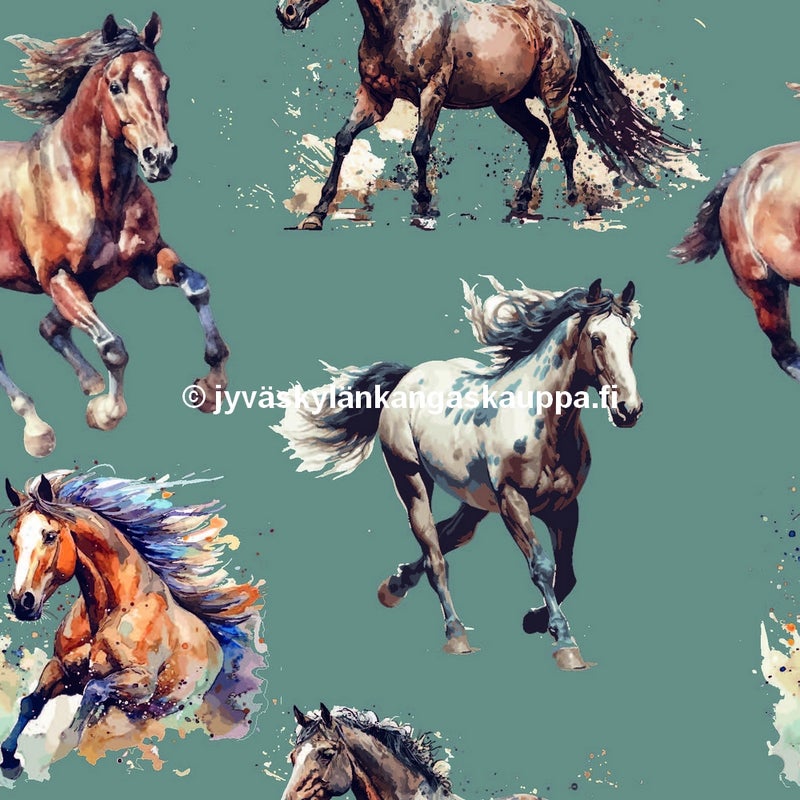 Digiprintti trikoo Horses Petrol