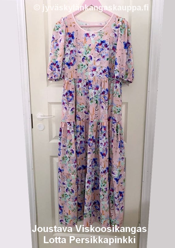 Joustava Viskoosikangas Lotta Persikkapinkki