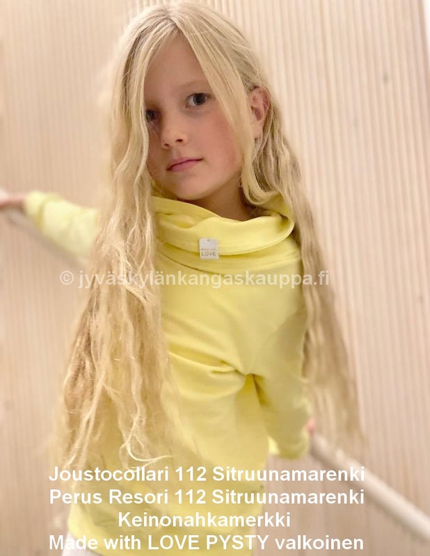 Joustocollari 112 Sitruunamarenki, Perus Resori 112 Sitruunamarenki, Keinonahkamerkki Made with LOVE PYSTY valkoinen