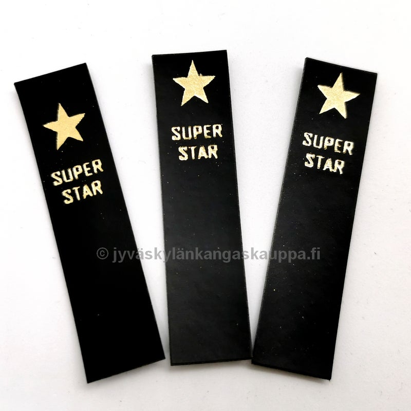 Keinonahkamerkki SUPER STAR Musta + Kulta teksti