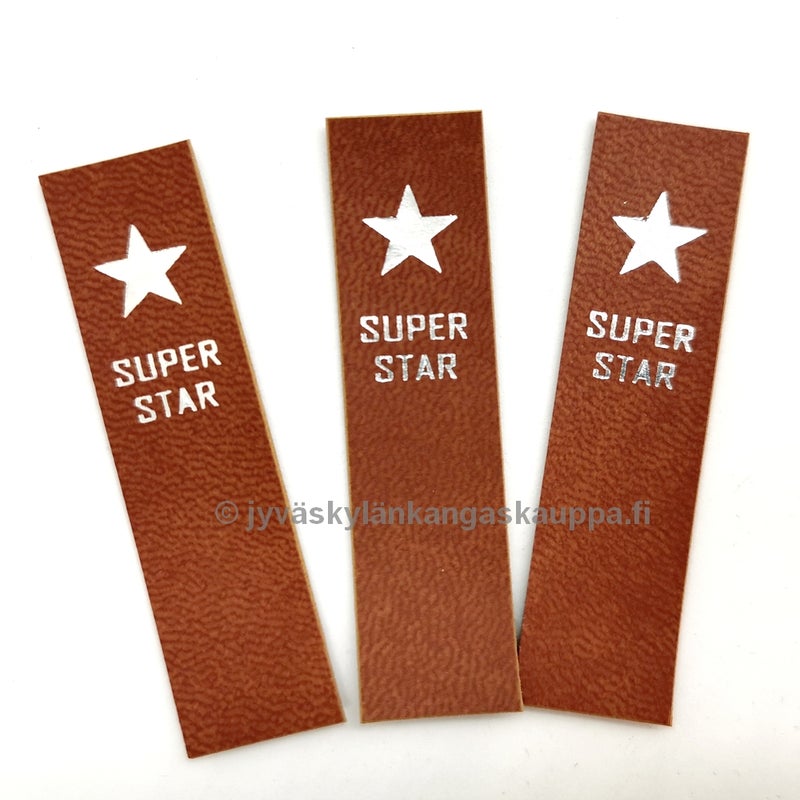 Keinonahkamerkki SUPER STAR Ruskea + Hopea teksti
