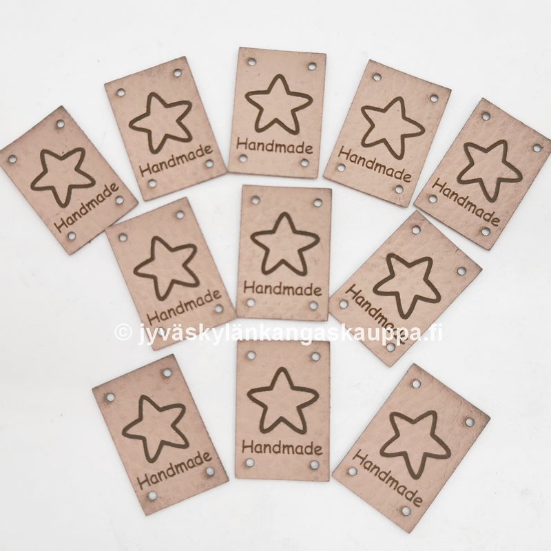 Keinonahkamerkki T&auml;hti + Handmade BEIGE