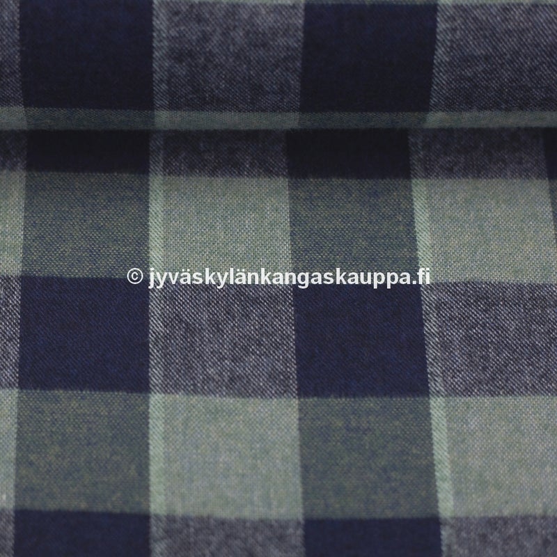 Kevyt Flanelli Ruutu Sini-Vihre&auml;