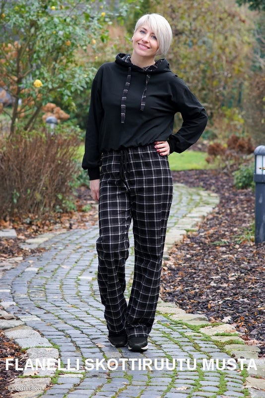 Kevyt Flanelli Skottiruutu Musta