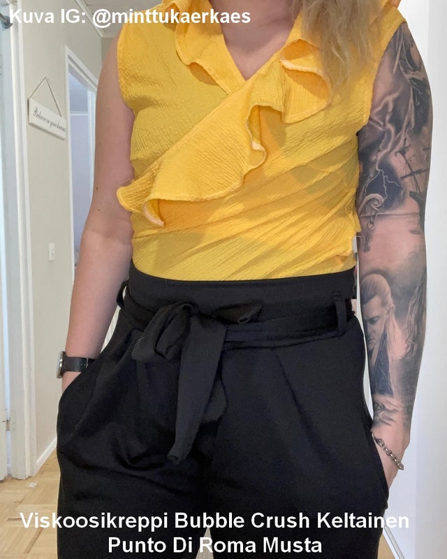 Viskoosikreppi Bubble Crush Keltainen sek&auml; Punto Di Roma Musta