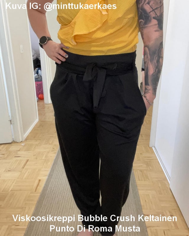 Viskoosikreppi Bubble Crush Keltainen sek&auml; Punto Di Roma Musta