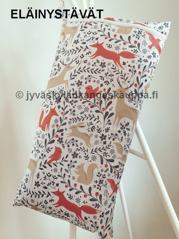 * PUL Kangas el&auml;inyst&auml;v&auml;t * Metrivetoketju 3mm spiraali valkoinen * Vetoketjun vedin 3mm luonnonvalkoinen