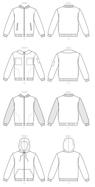 McCALL&acute;s kaava M7637 unisex huppari ja bomber takki