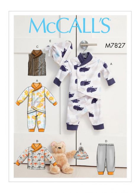 McCALL&acute;s kaava M7827 Infants Bunting, Jacket, Vest, Pants and Hat
