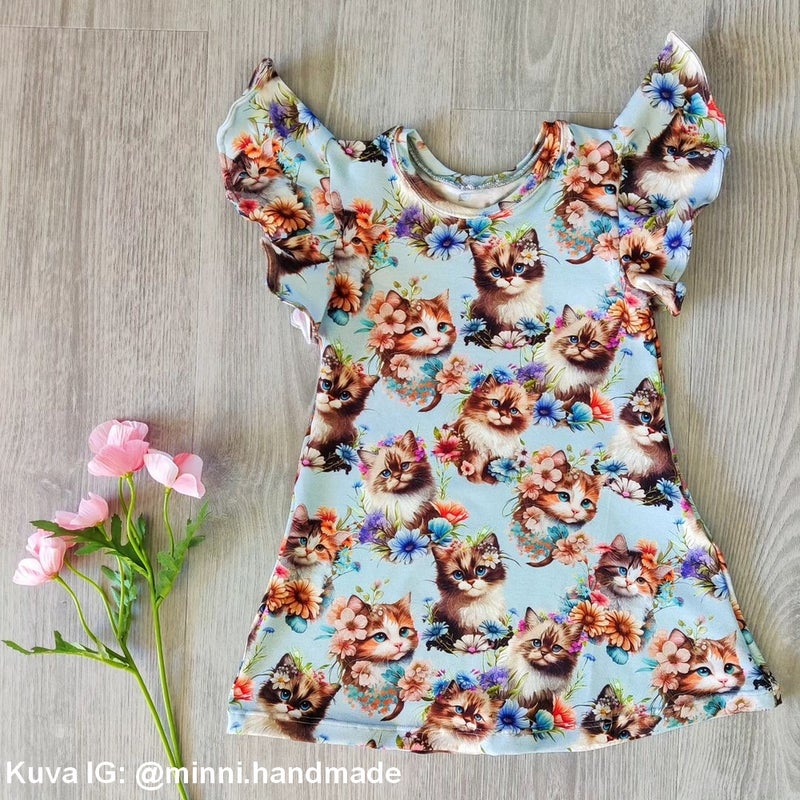 Digiprintti trikoo Flower Kitten
