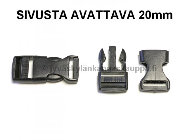 Muovinen kiinnitys klipsi 25mm sivusta avattava