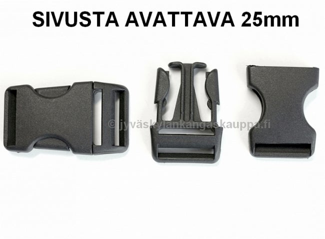 Muovinen kiinnitys klipsi 25mm sivusta avattava