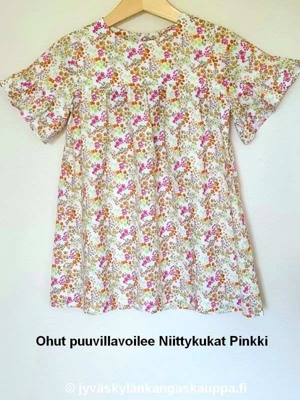 Ohut puuvillavoilee Niittykukat Pinkki
