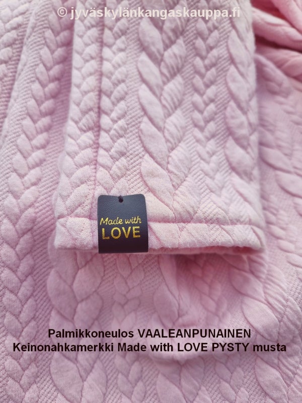 Palmikkoneulos VAALEANPUNAINEN Keinonahkamerkki Made with LOVE PYSTY musta