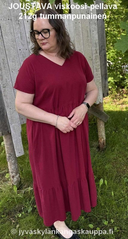 JOUSTAVA viskoosi-pellava 212g tummanpunainen