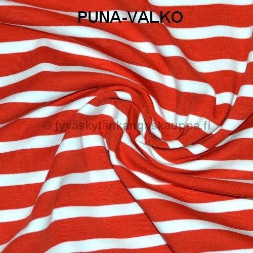 Trikoo kangas Raidat TURKOOSI (1,5m valmispala)pahvin&ouml;yt&auml;&auml;