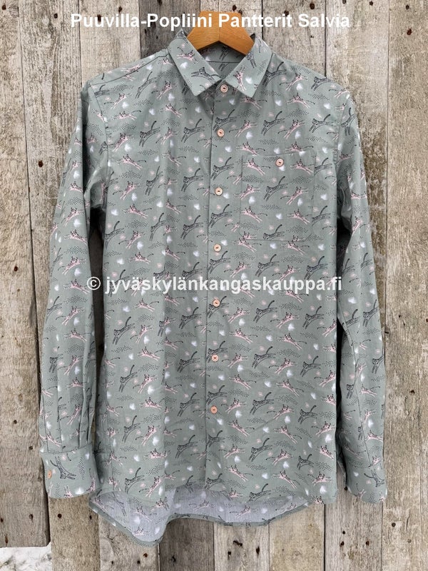 Puuvilla-Popliini Pantterit Salvia