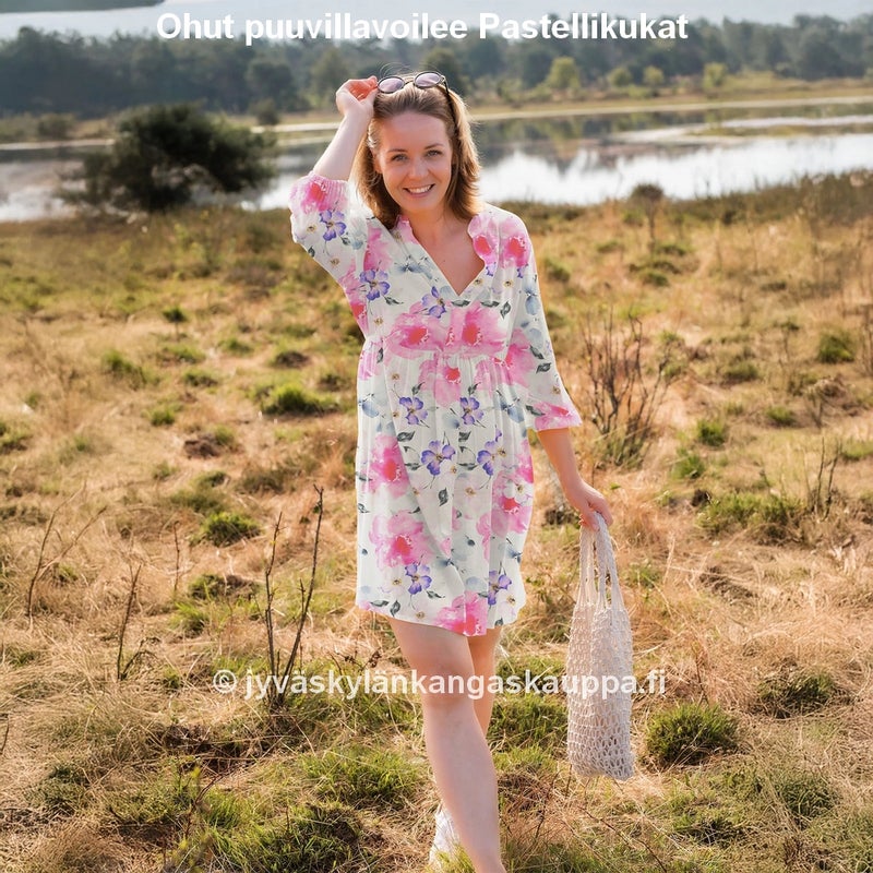 Ohut puuvillavoilee Pastellikukat