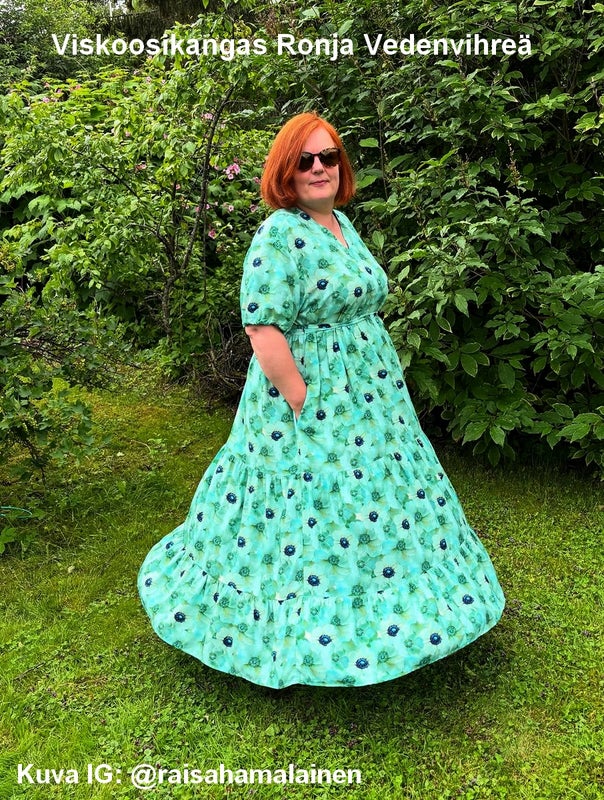 Viskoosikangas Ronja Vedenvihre&auml;