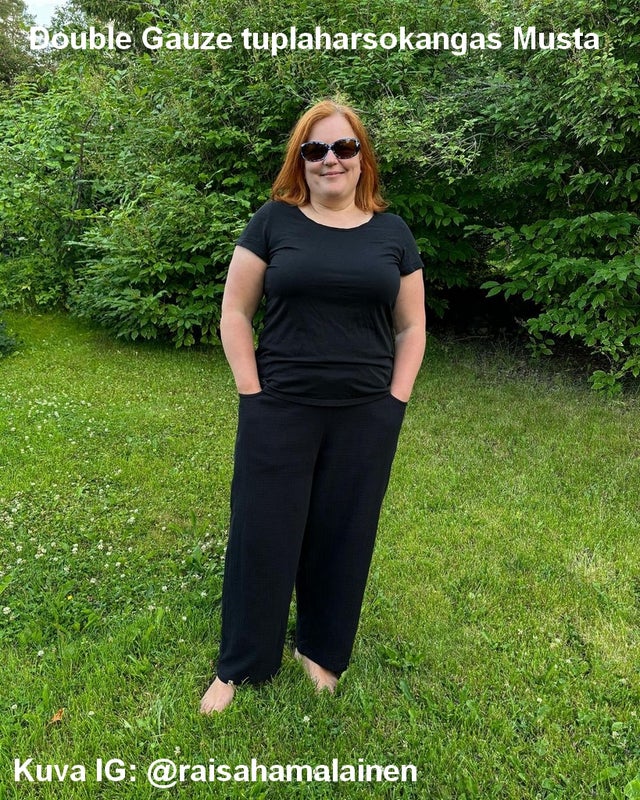 Double Gauze tuplaharsokangas Musta