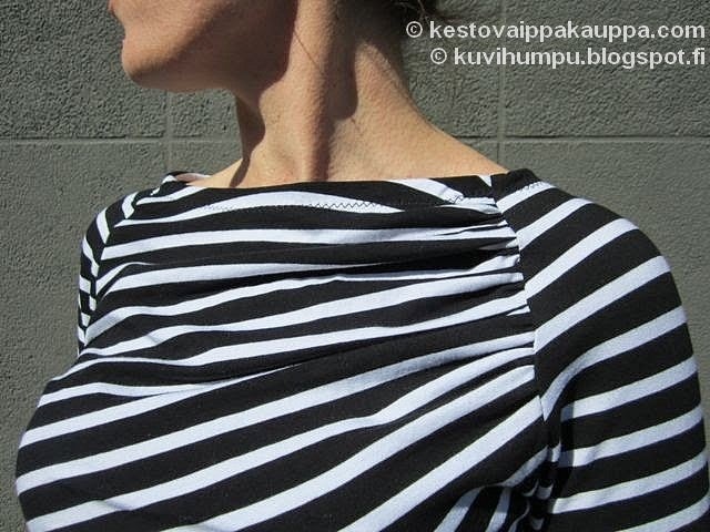 Trikoo kangas Raidat TURKOOSI (1,5m valmispala)pahvin&ouml;yt&auml;&auml;